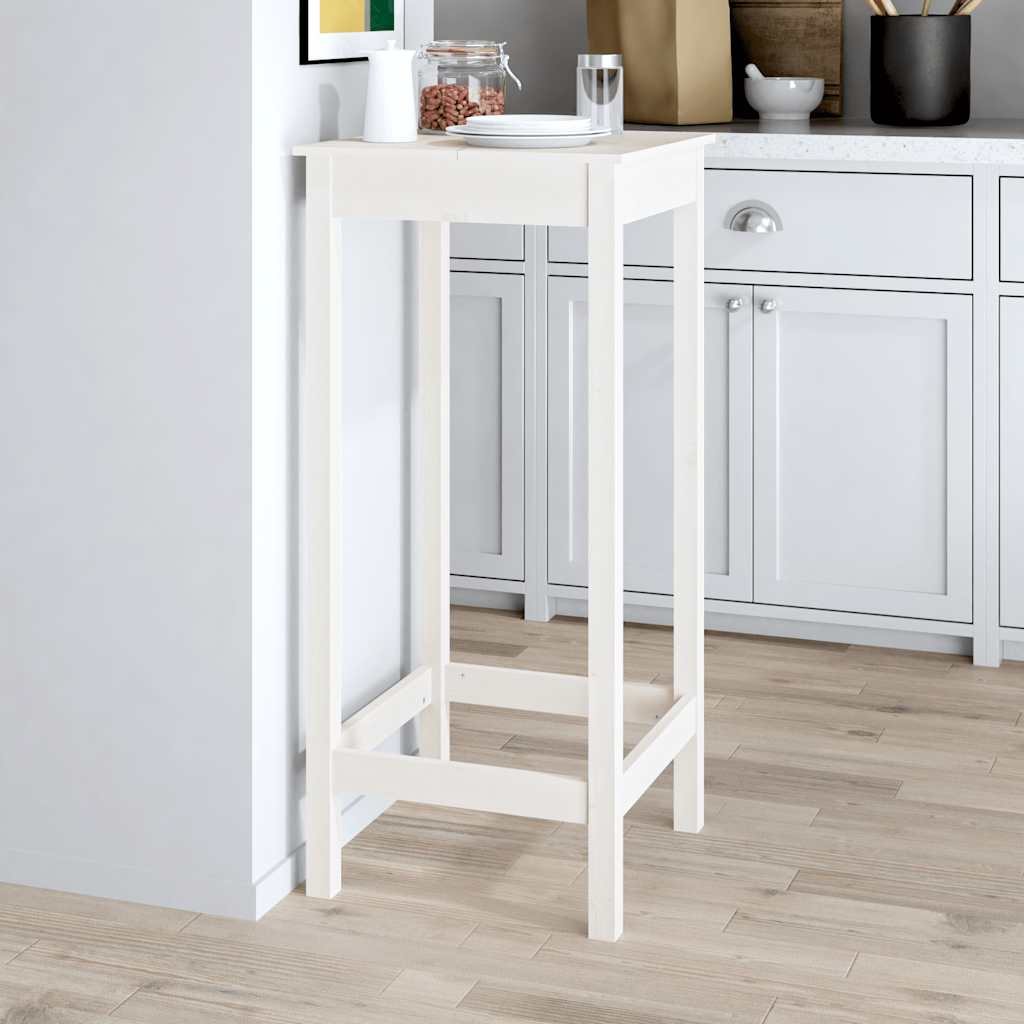 Table de bar blanc 50x50x110 cm bois massif de pin - XIOS