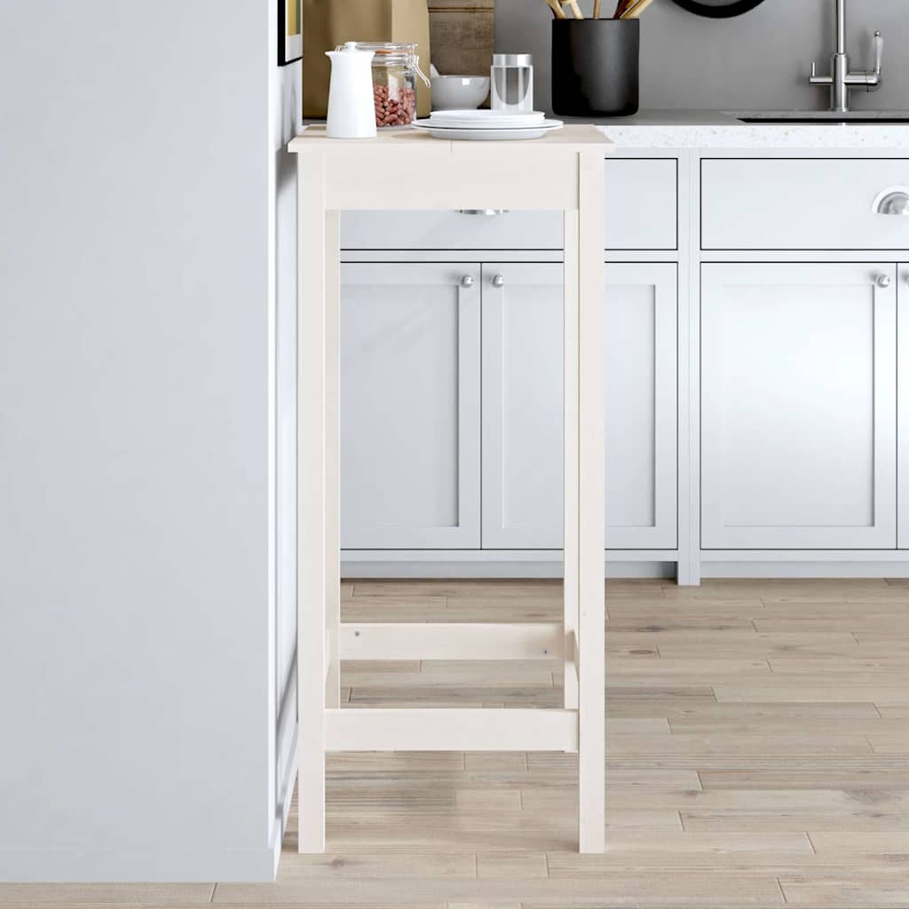 Table de bar blanc 50x50x110 cm bois massif de pin - XIOS