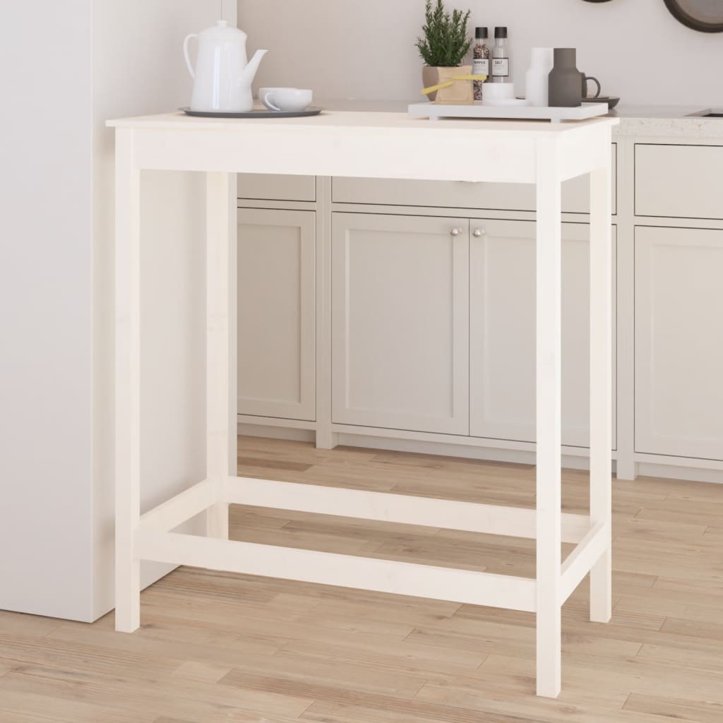 Table de bar blanc 100x50x110 cm bois massif de pin - XIOS