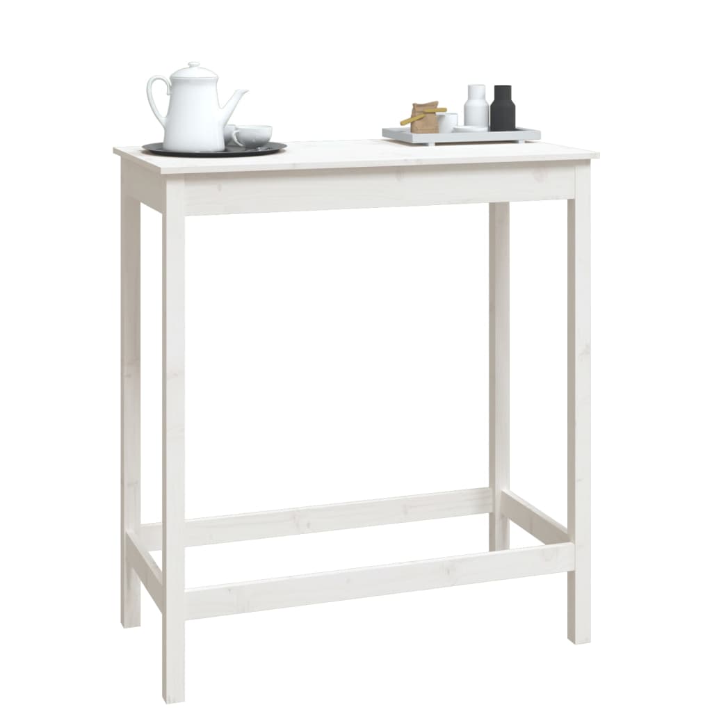 Table de bar blanc 100x50x110 cm bois massif de pin - XIOS