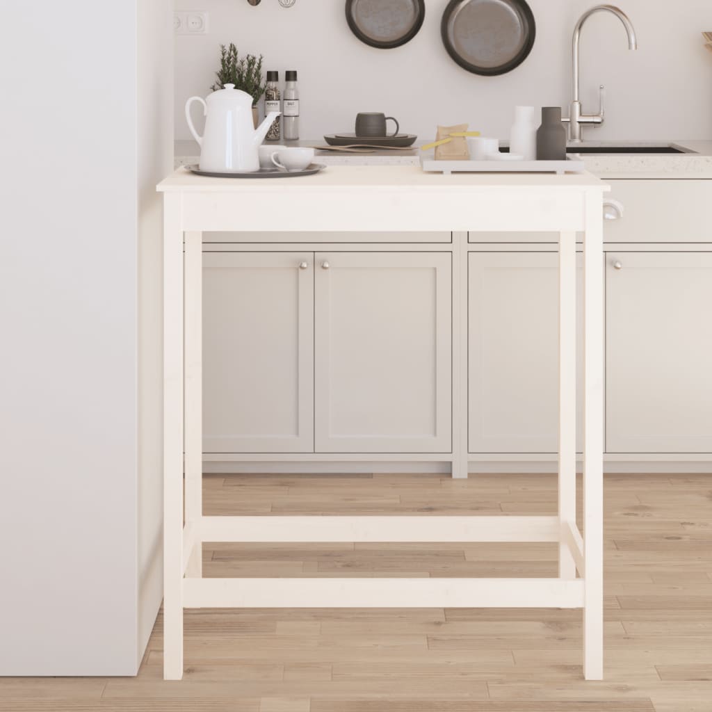 Table de bar blanc 100x50x110 cm bois massif de pin - XIOS