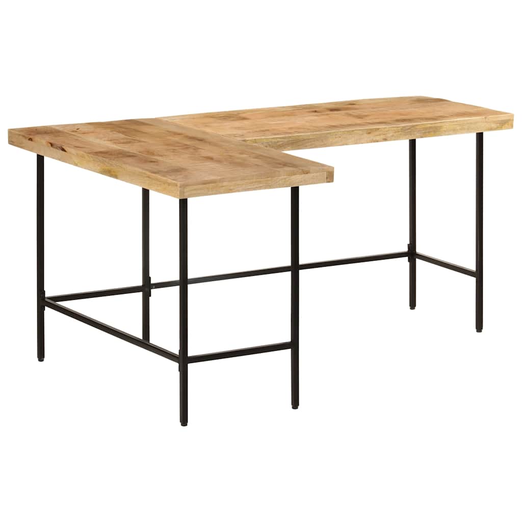 Bureau 165x110x77 cm bois massif de manguier et fer
