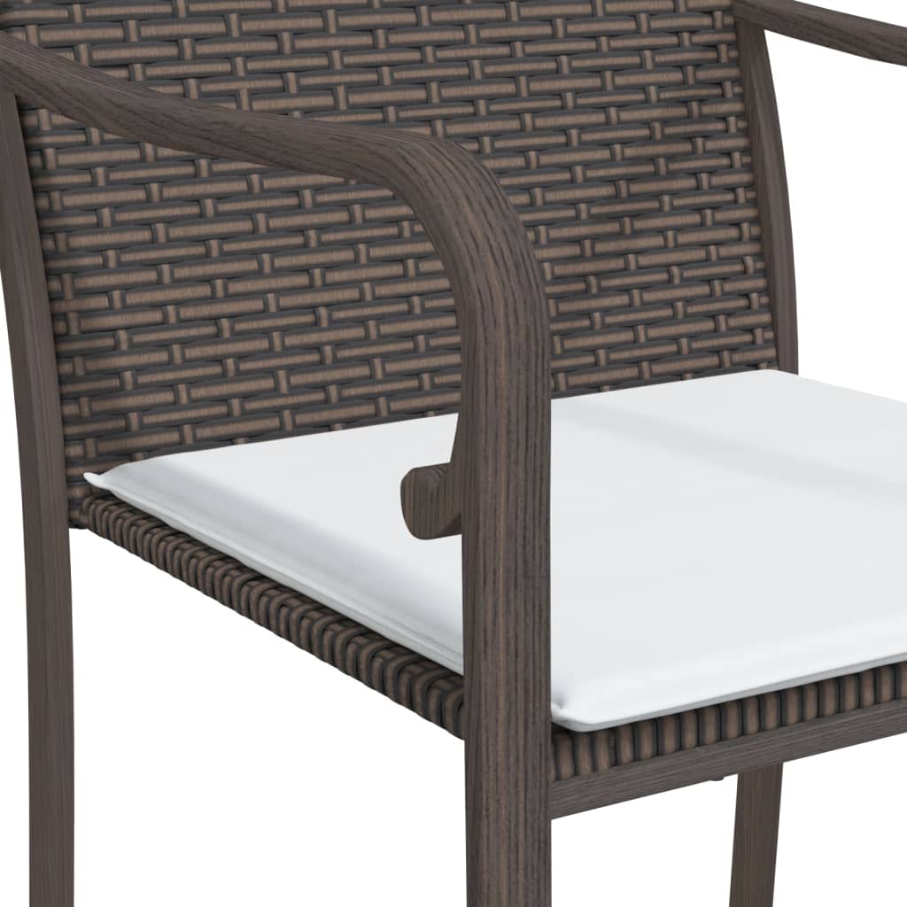 Ensemble à manger de jardin 3 pcs coussins résine tressée acier