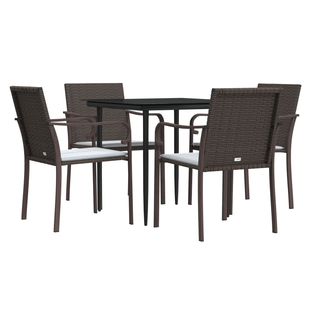 Ensemble à manger de jardin 5 pcs coussins résine tressée acier