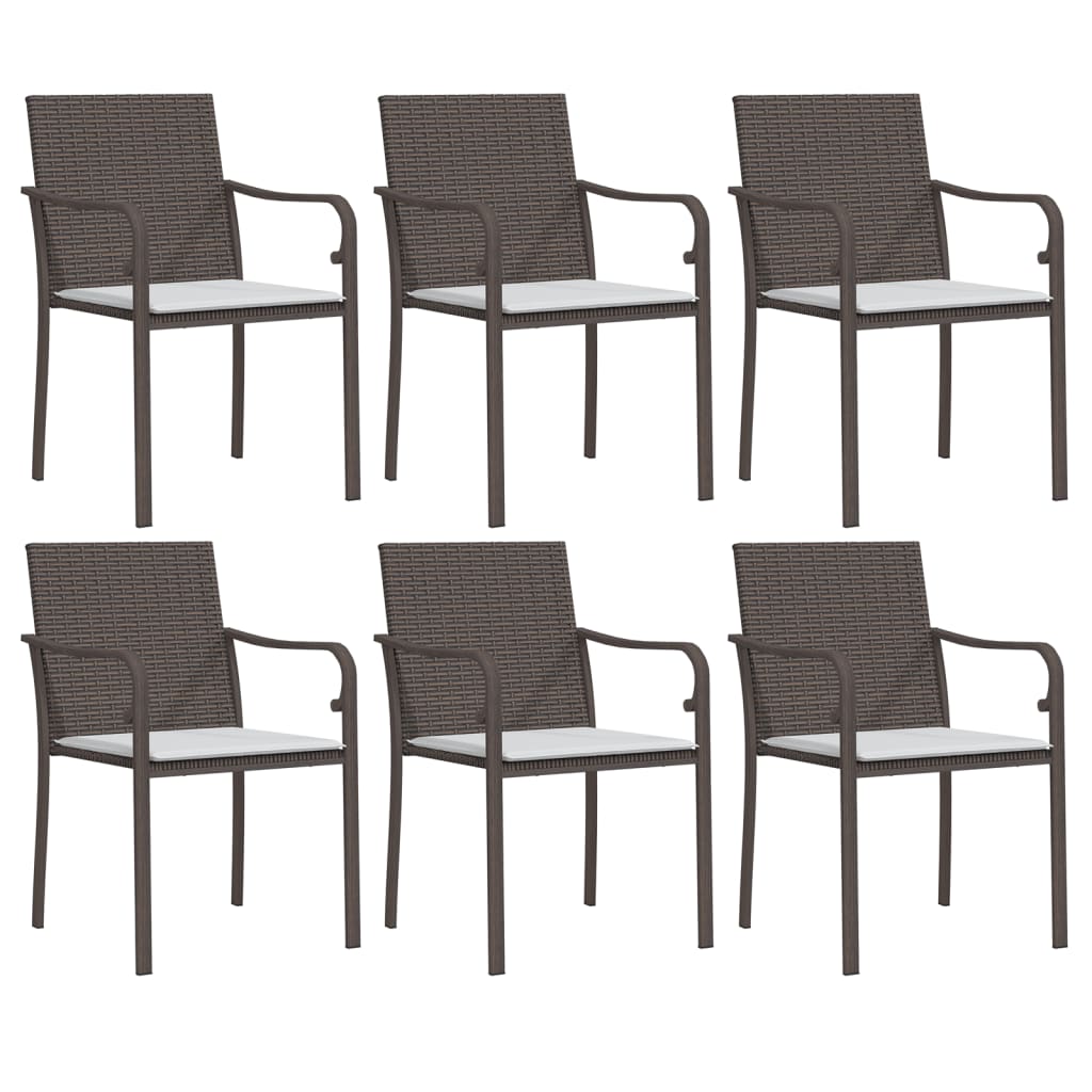 Ensemble à manger de jardin 7 pcs coussins résine tressée acier
