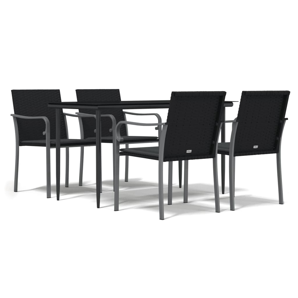 Ensemble à manger de jardin 5 pcs coussins résine tressée acier