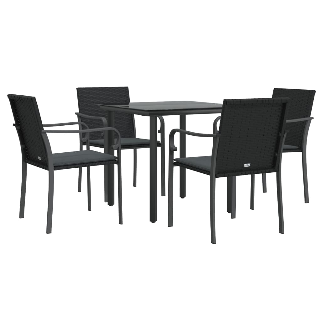 Ensemble à manger de jardin 5 pcs coussins résine tressée acier
