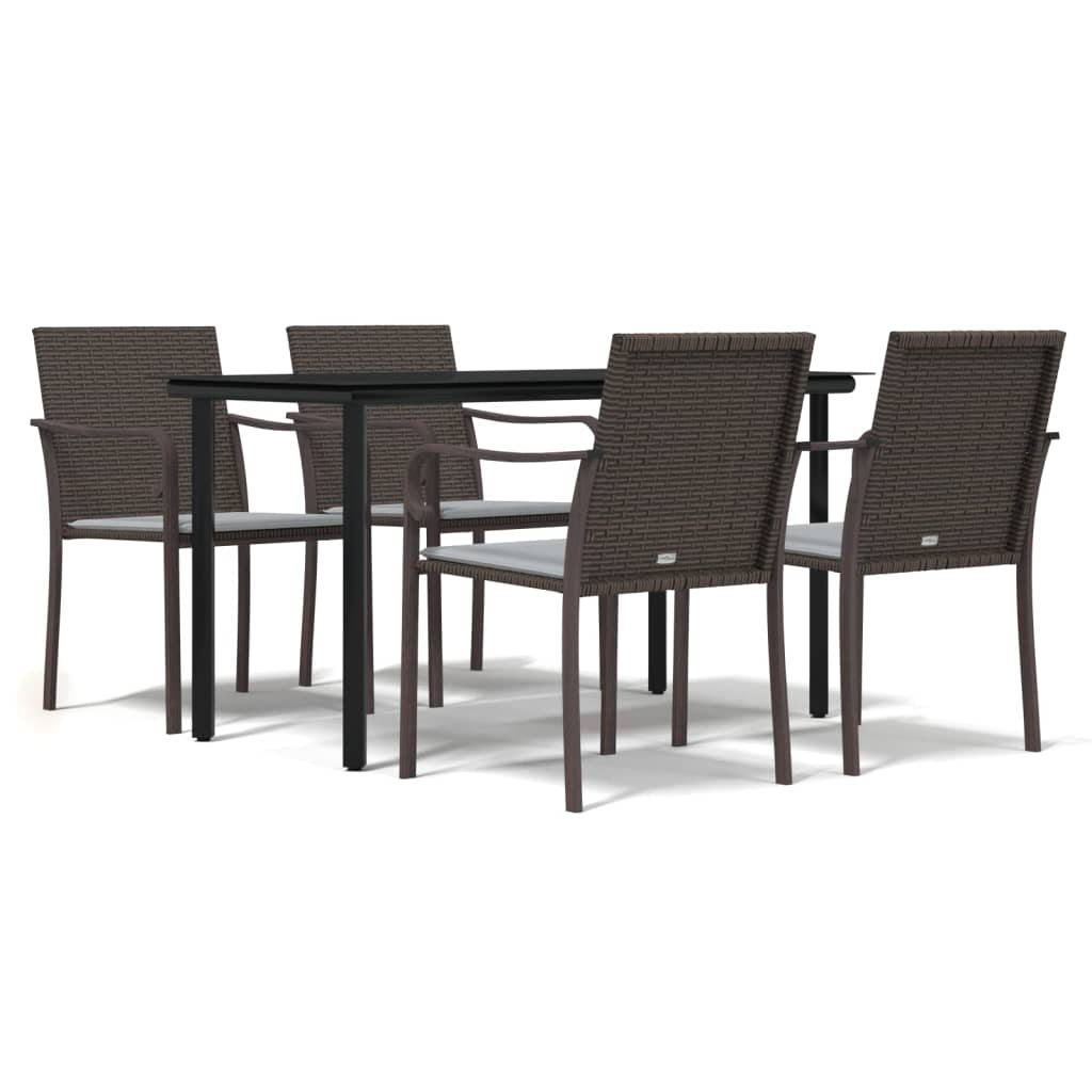 Ensemble à manger de jardin 5 pcs coussins résine tressée acier