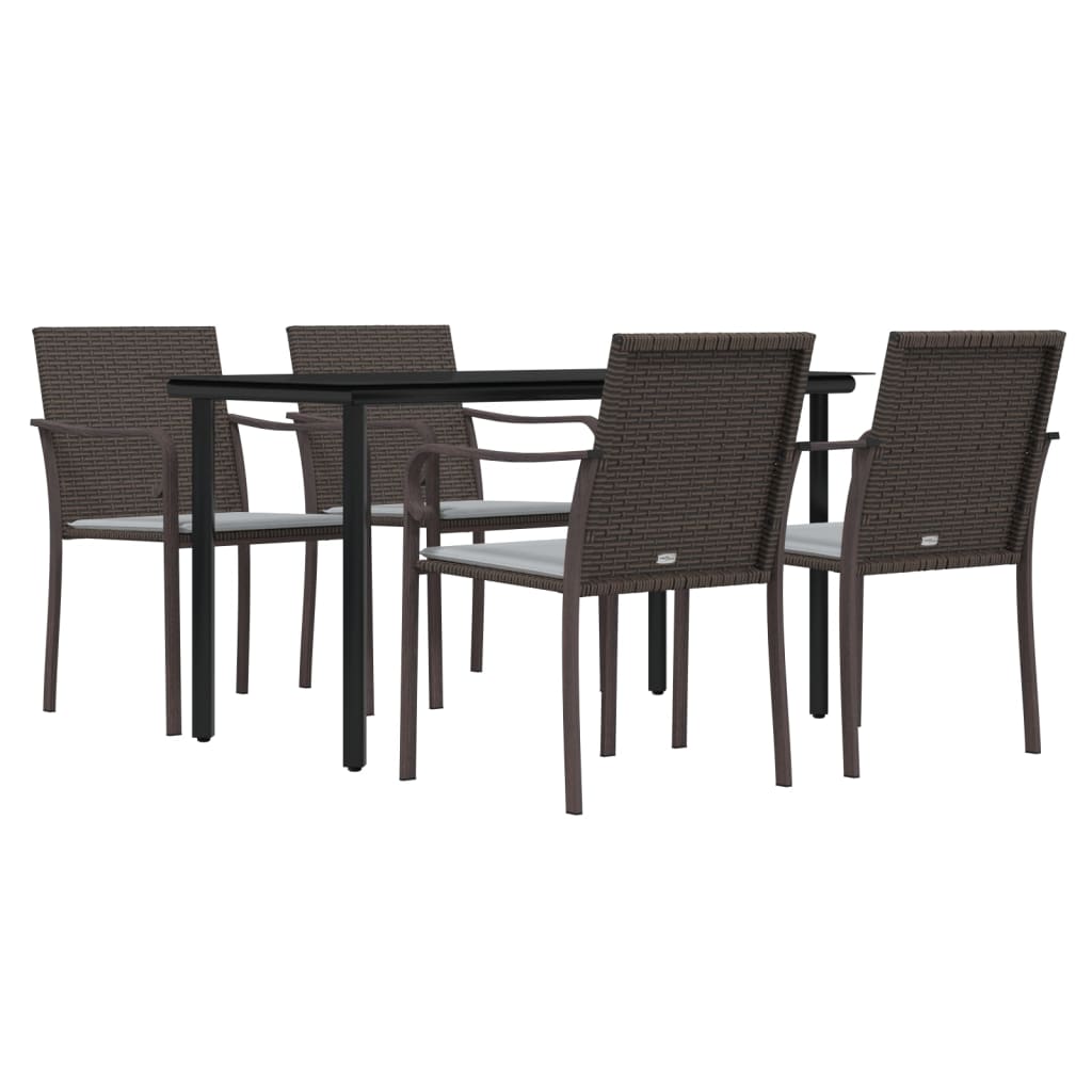 Ensemble à manger de jardin 5 pcs coussins résine tressée acier