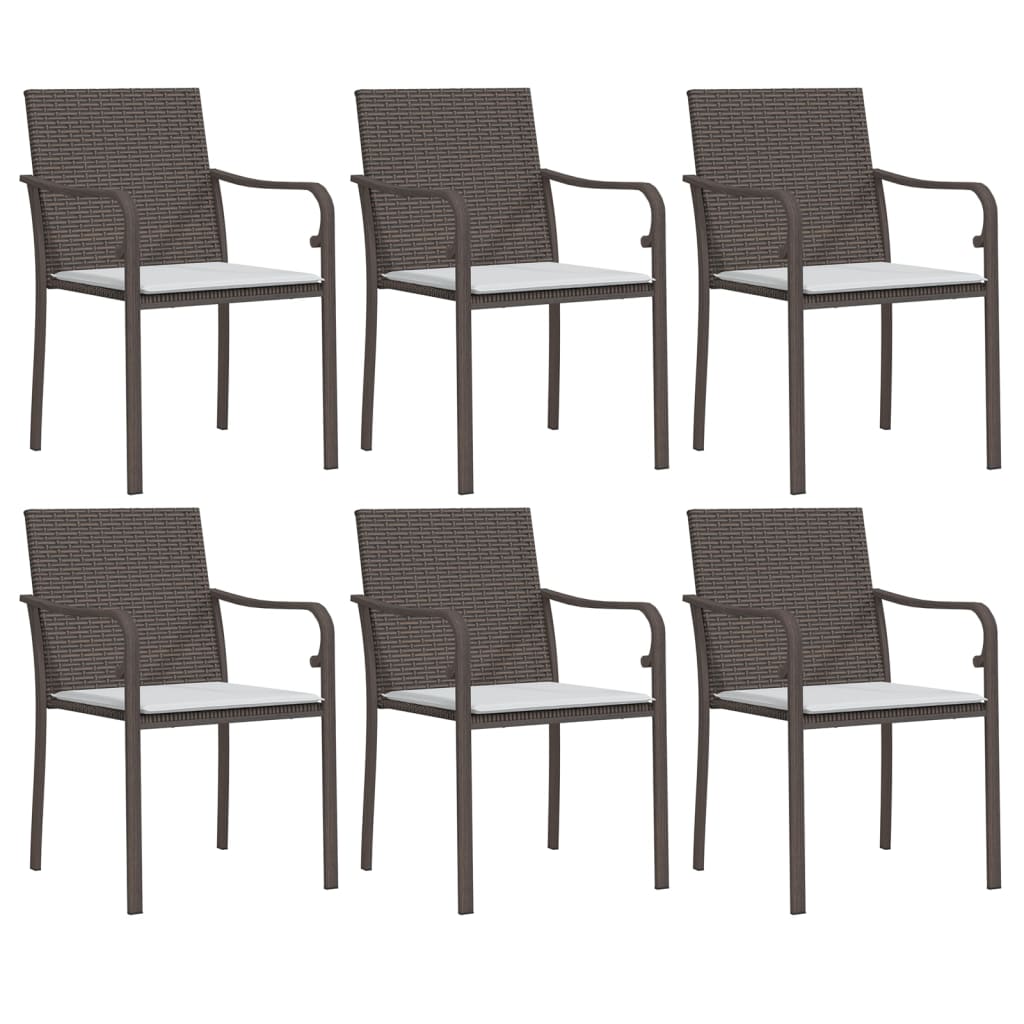 Ensemble à manger de jardin 7 pcs coussins résine tressée acier