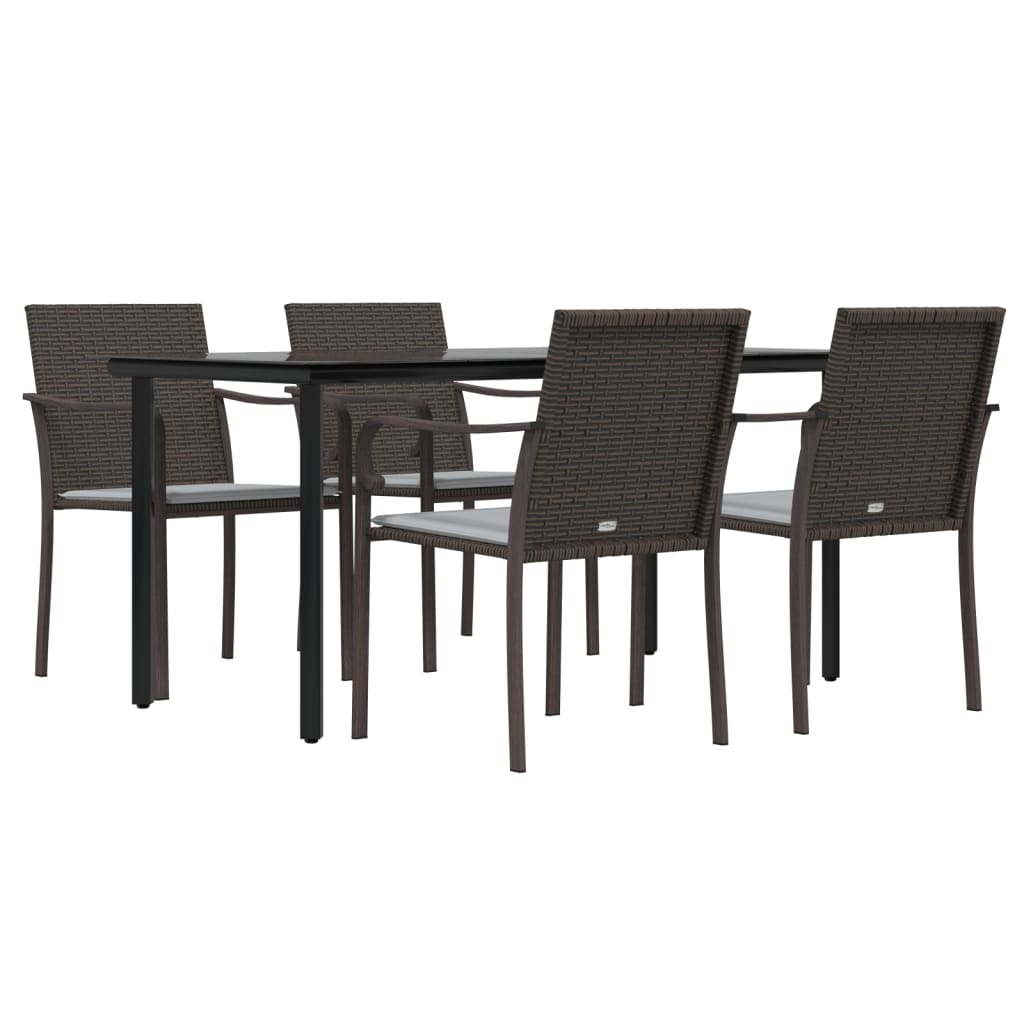 Ensemble à manger de jardin 5 pcs coussins résine tressée acier