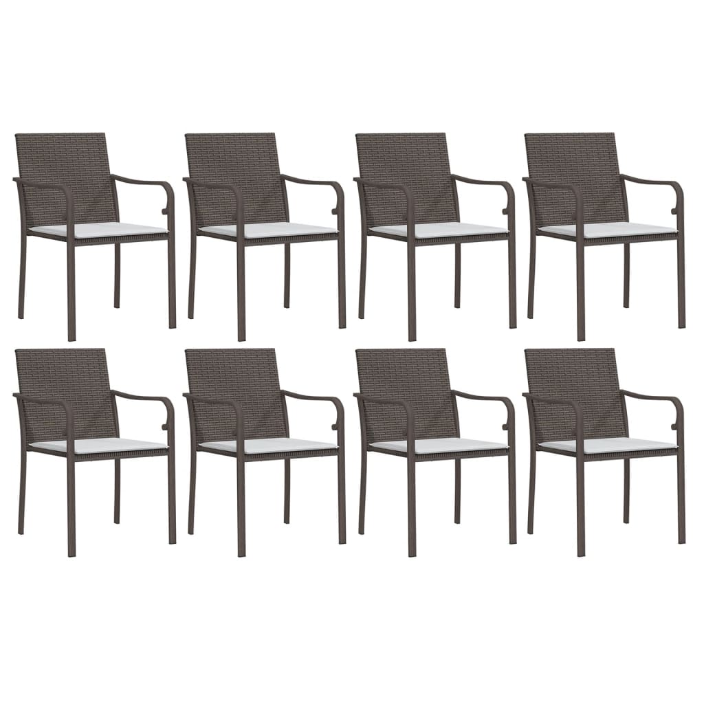 Ensemble à manger de jardin 9 pcs coussins résine tressée acier