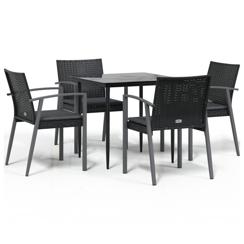 Ensemble à manger de jardin 5 pcs coussins résine tressée acier