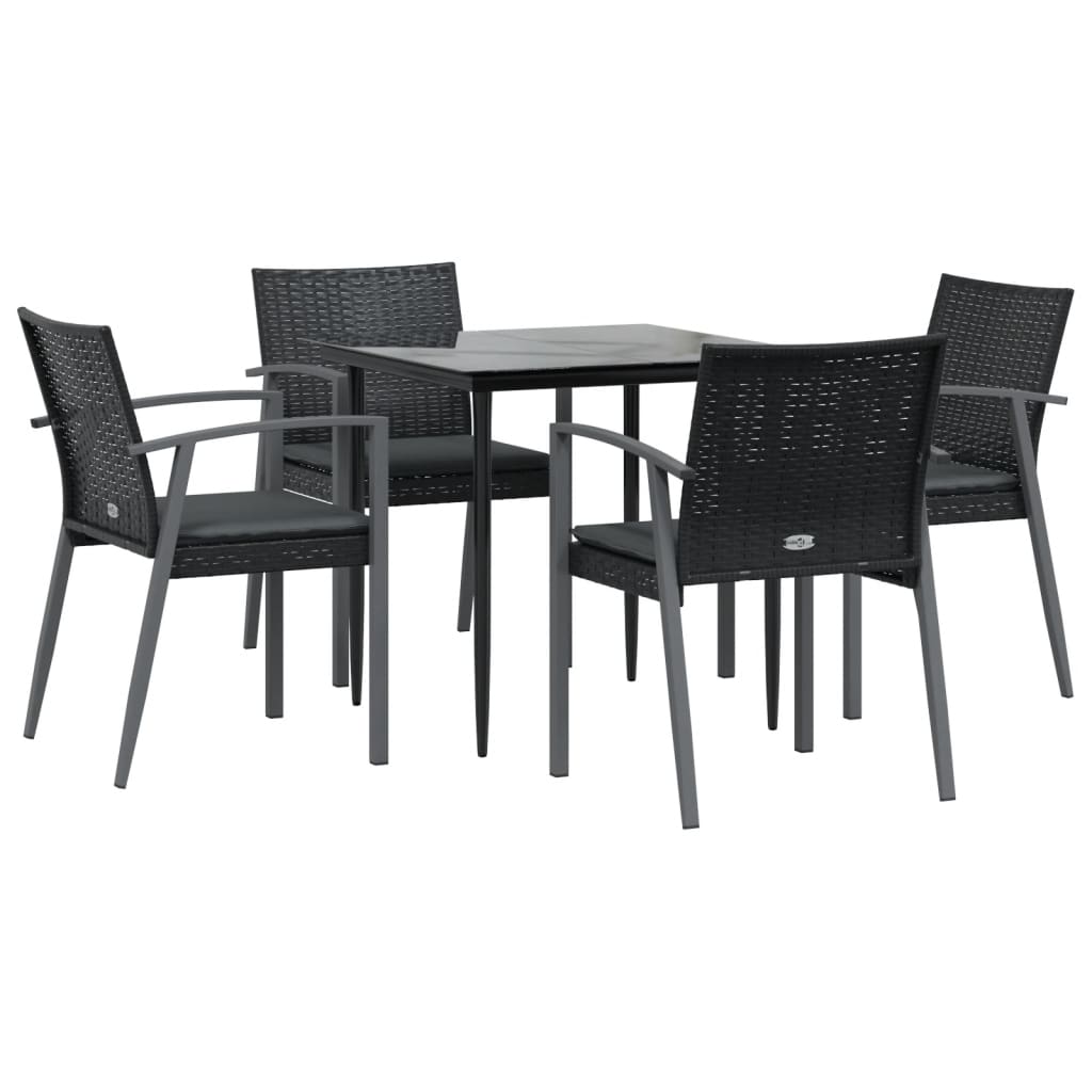 Ensemble à manger de jardin 5 pcs coussins résine tressée acier
