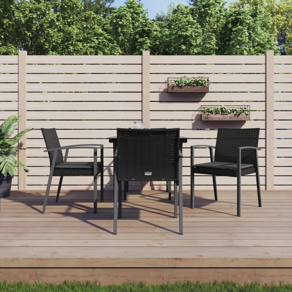 Ensemble à manger de jardin 5 pcs coussins résine tressée acier