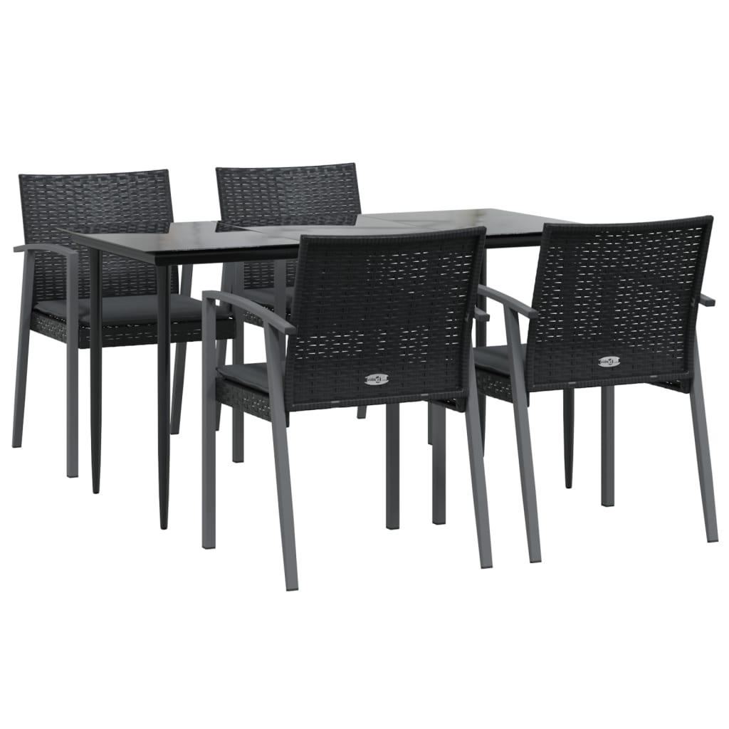 Ensemble à manger de jardin 5 pcs coussins résine tressée acier