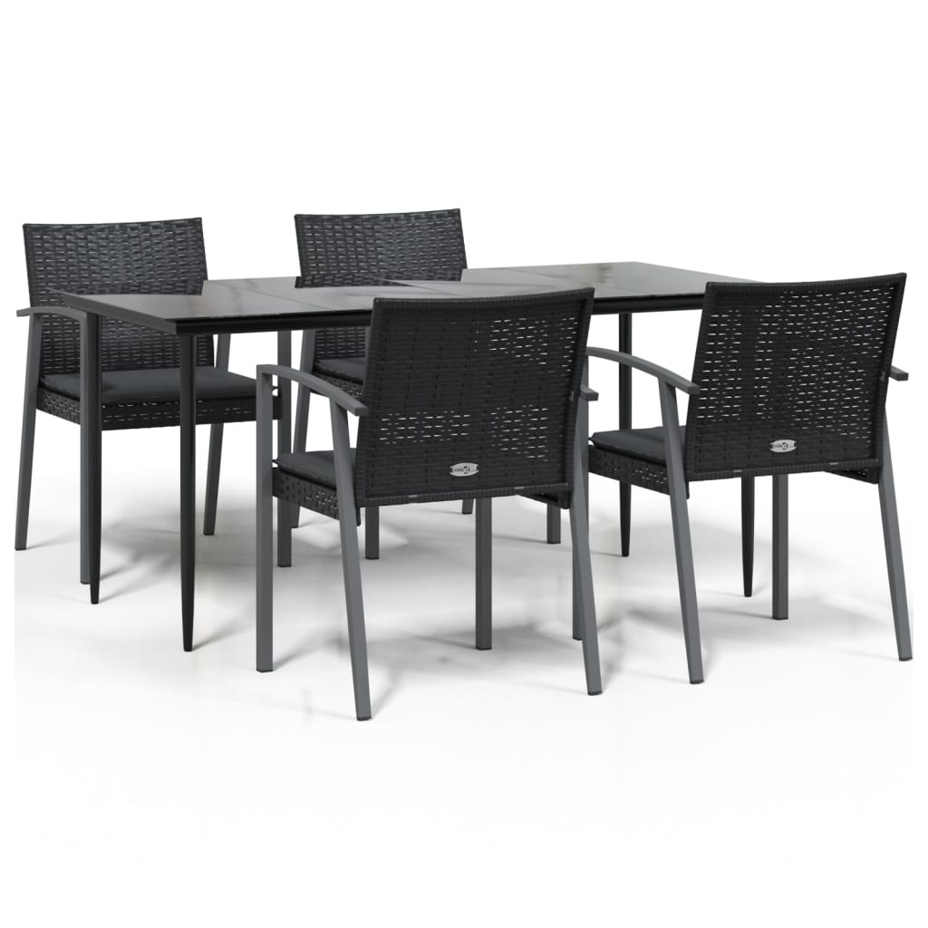 Ensemble à manger de jardin 5 pcs coussins résine tressée acier