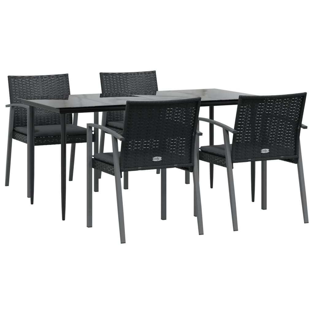 Ensemble à manger de jardin 5 pcs coussins résine tressée acier