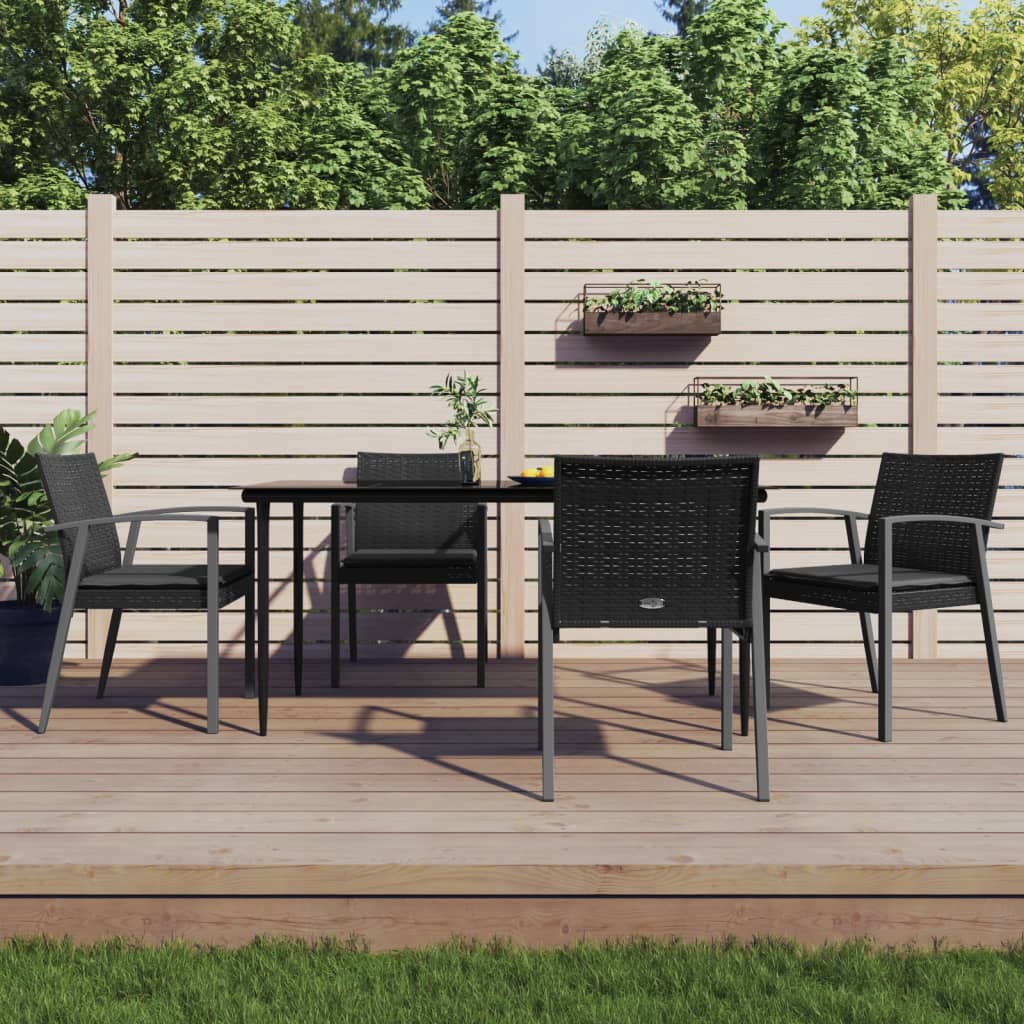 Ensemble à manger de jardin 5 pcs coussins résine tressée acier
