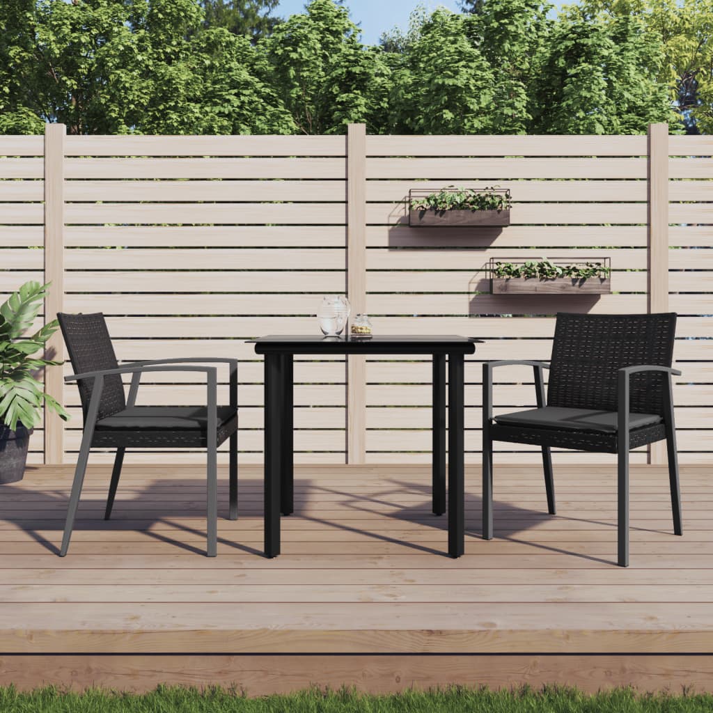 Ensemble à manger de jardin 3 pcs coussins résine tressée acier
