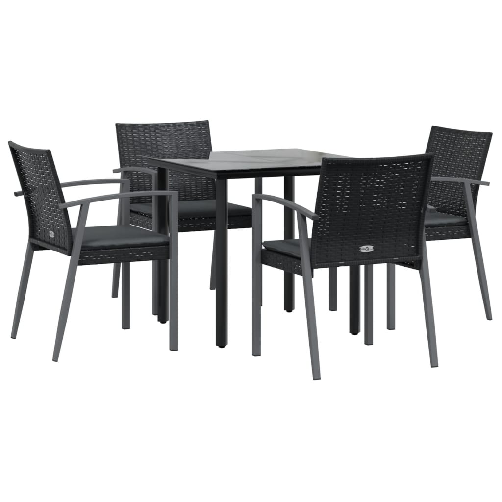 Ensemble à manger de jardin 5 pcs coussins résine tressée acier