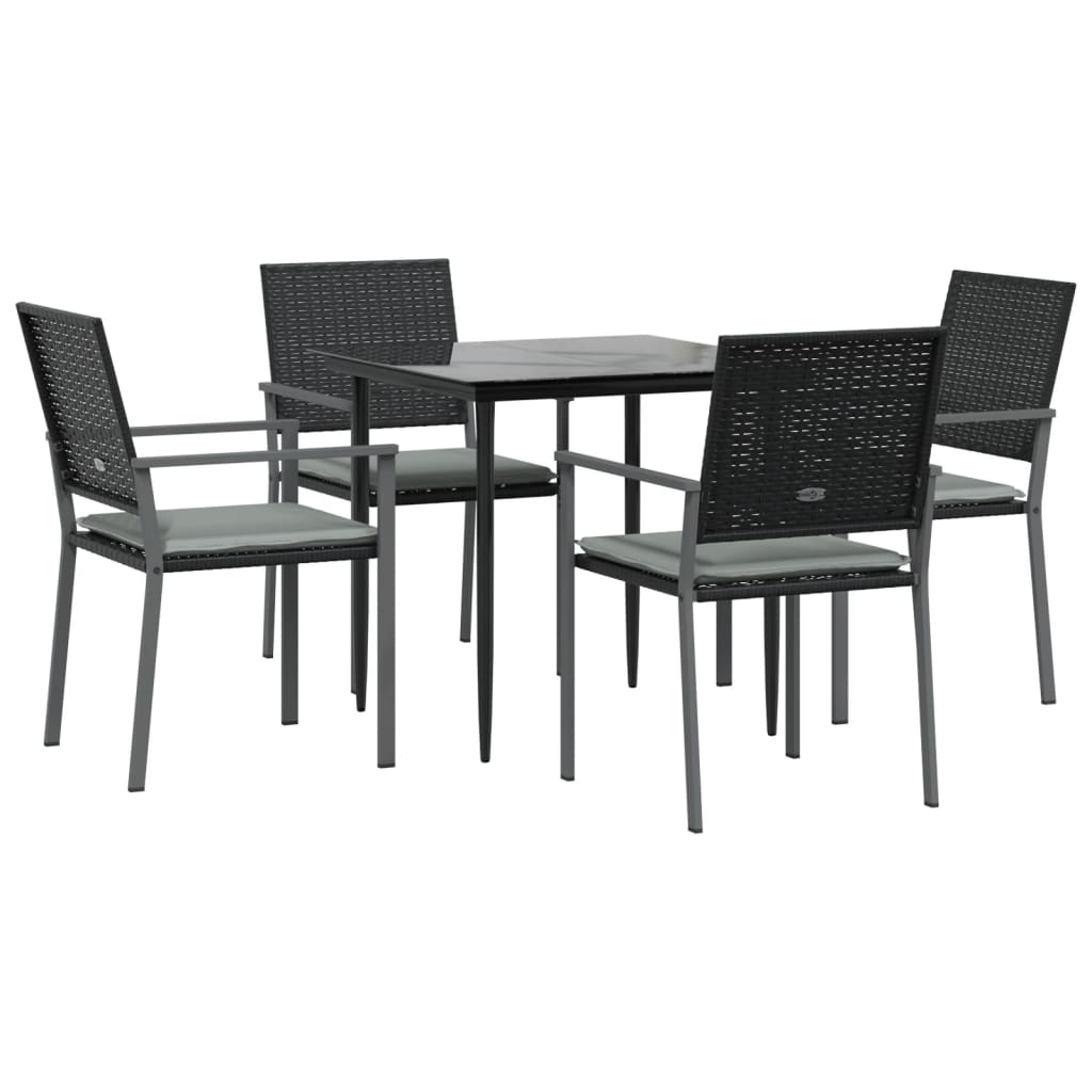 Ensemble à manger de jardin 5 pcs coussins résine tressée acier