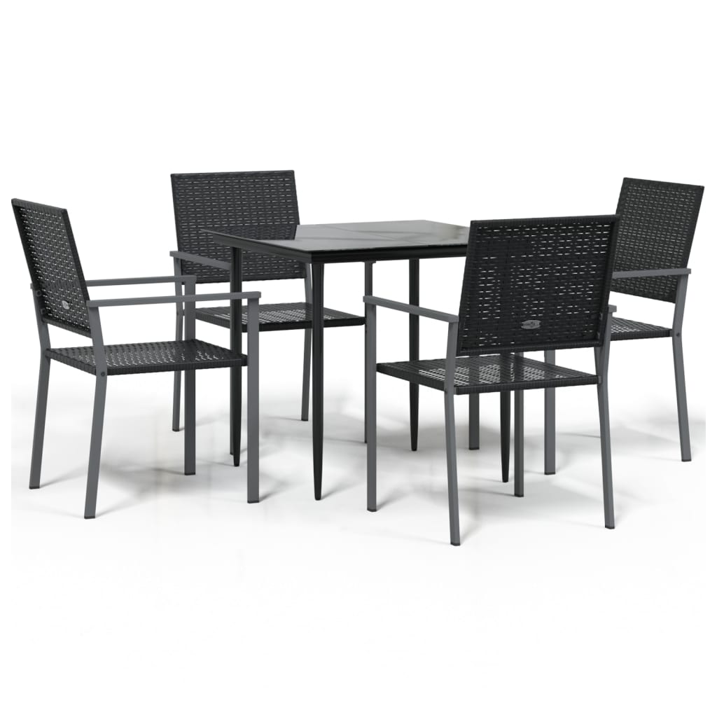 Ensemble à manger de jardin 5 pcs résine tressée acier