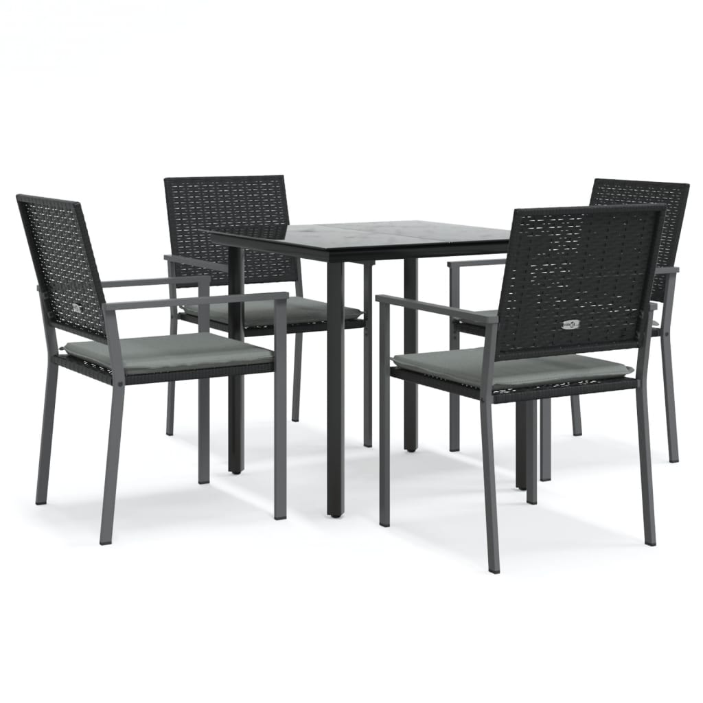 Ensemble à manger de jardin 5 pcs coussins résine tressée acier
