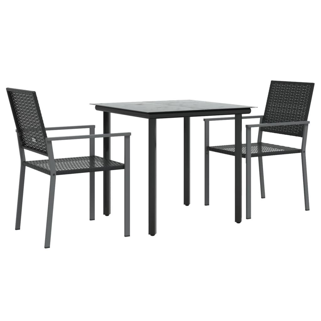 Ensemble à manger de jardin 3 pcs résine tressée acier