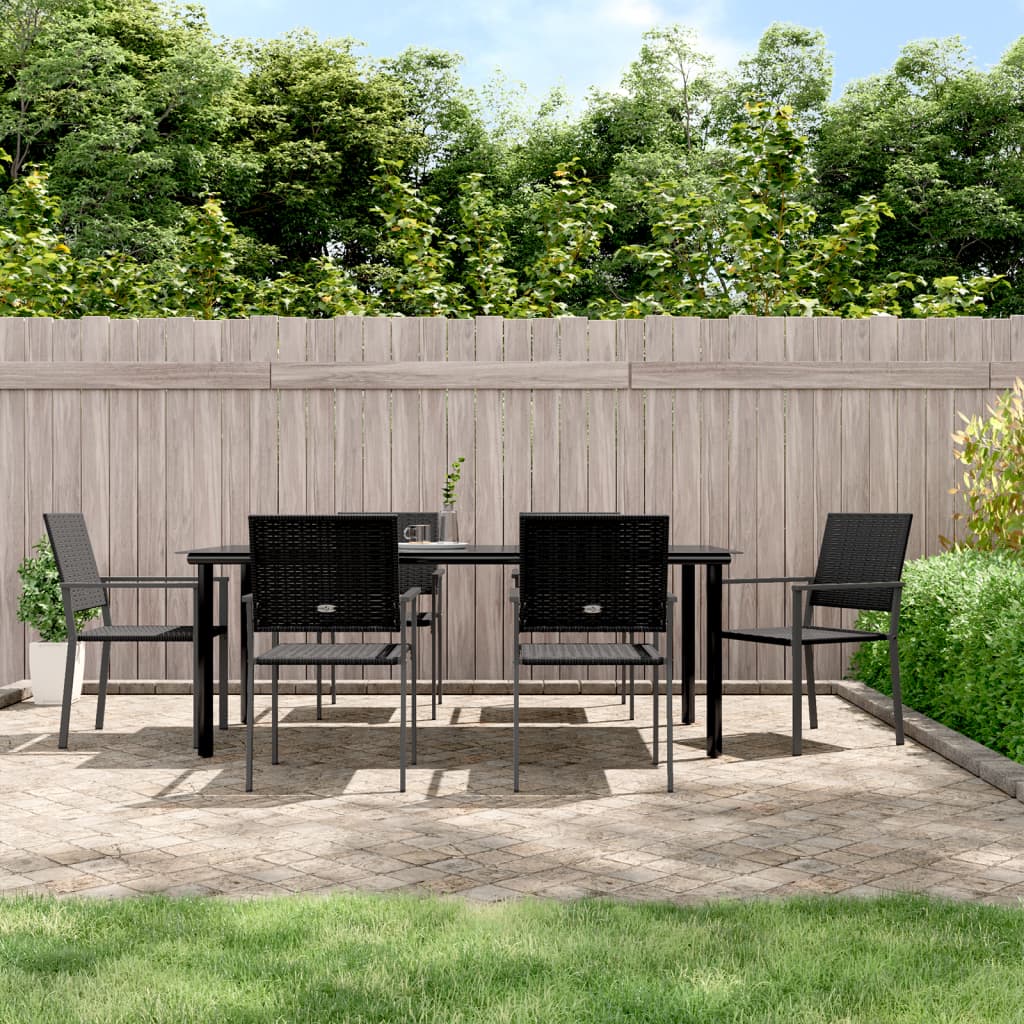 Ensemble à manger de jardin 7 pcs résine tressée acier