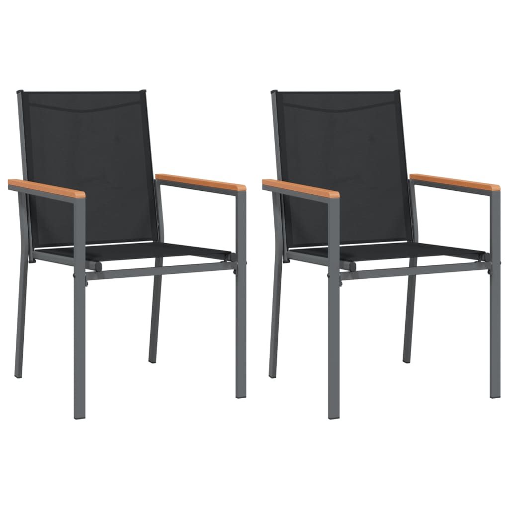 Ensemble à manger de jardin 3 pcs noir textilène et acier