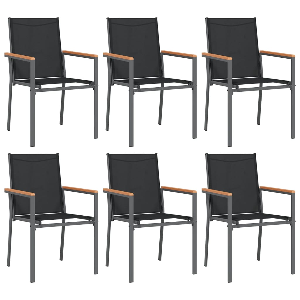 Ensemble à manger de jardin 7 pcs noir textilène et acier