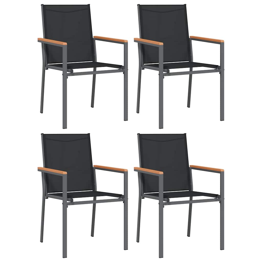 Ensemble à manger de jardin 5 pcs noir textilène et acier