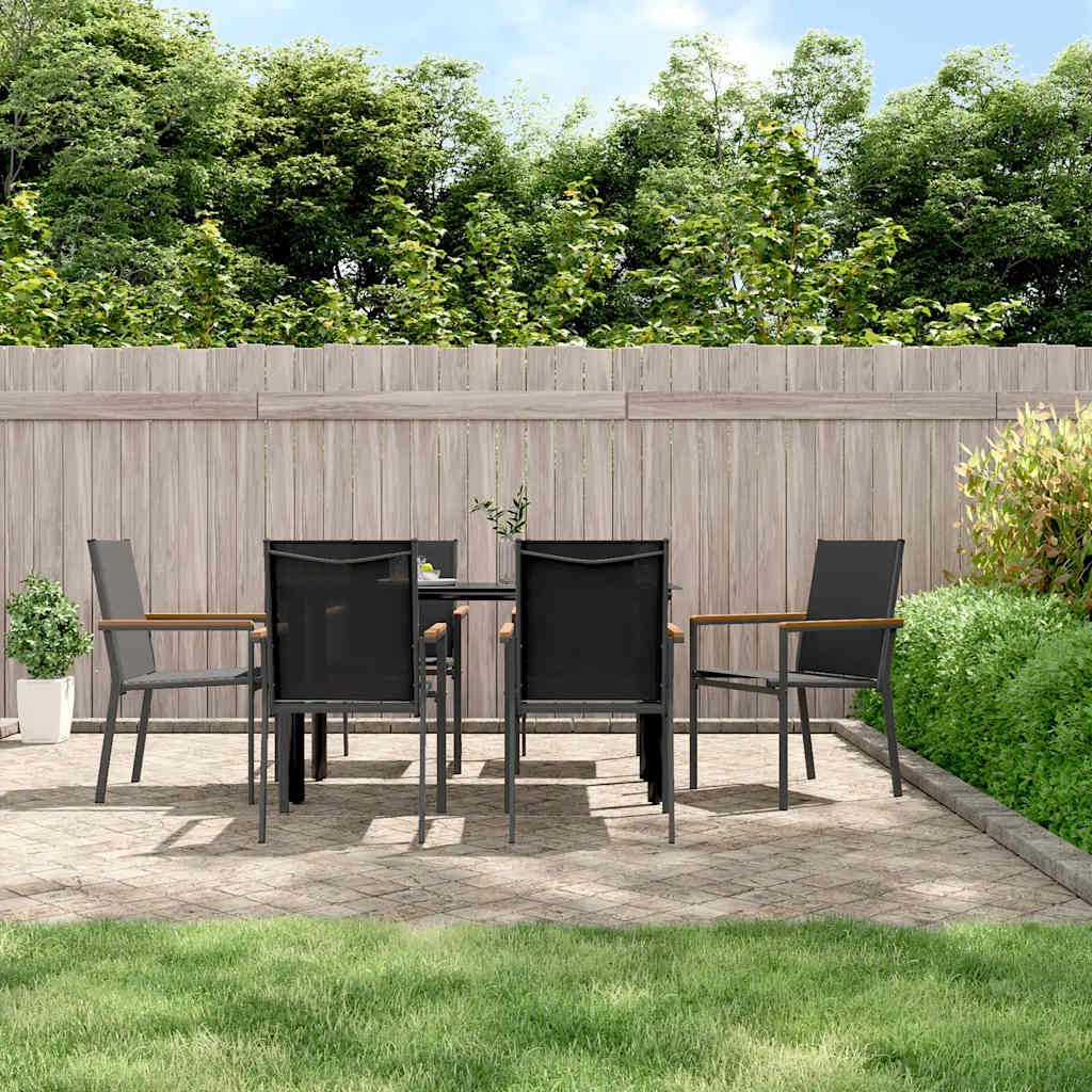 Ensemble à manger de jardin 7 pcs noir textilène et acier