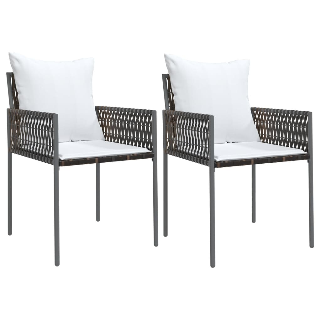 Ensemble à manger de jardin 3 pcs coussins résine tressée acier
