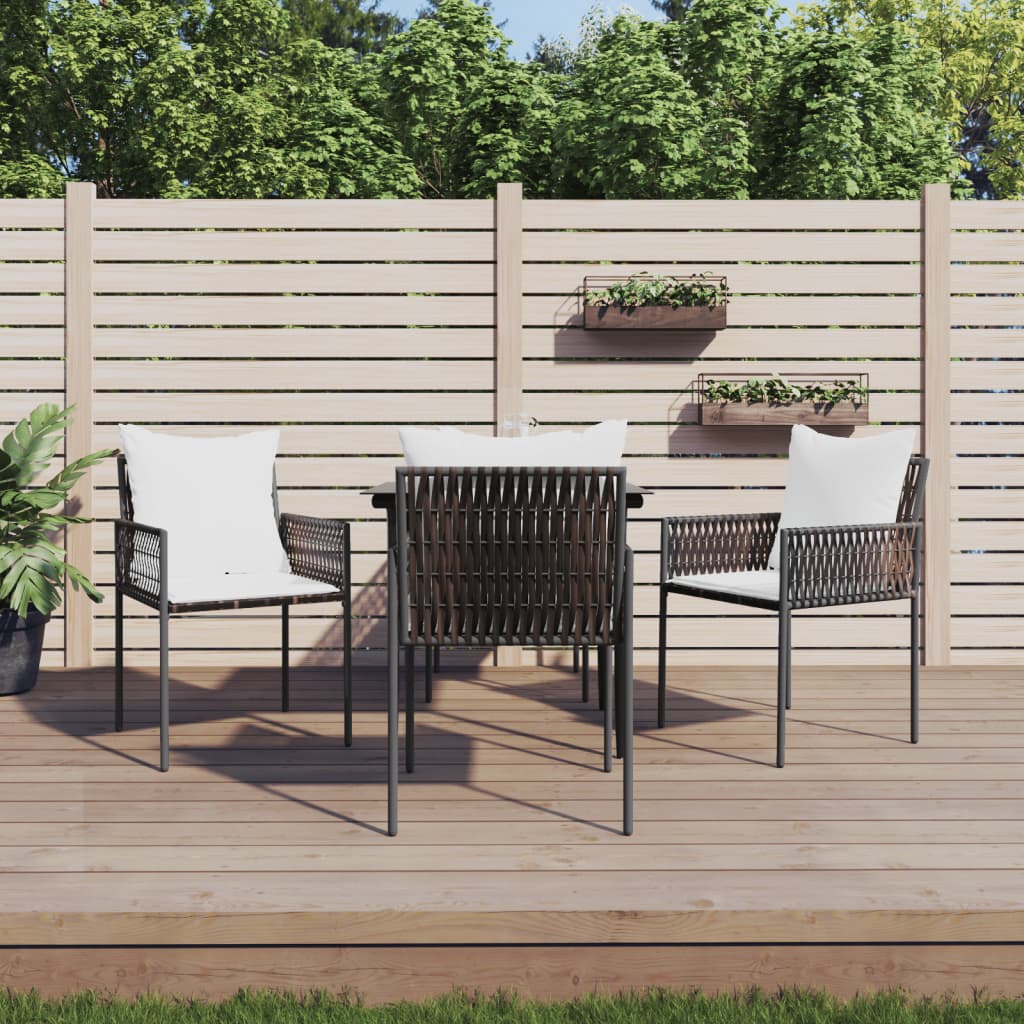 Ensemble à manger de jardin 5 pcs coussins résine tressée acier