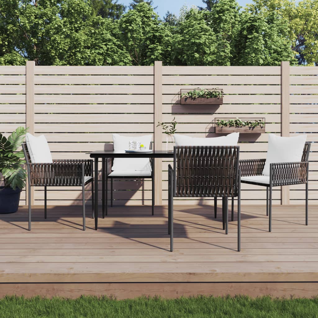 Ensemble à manger de jardin 5 pcs coussins résine tressée acier