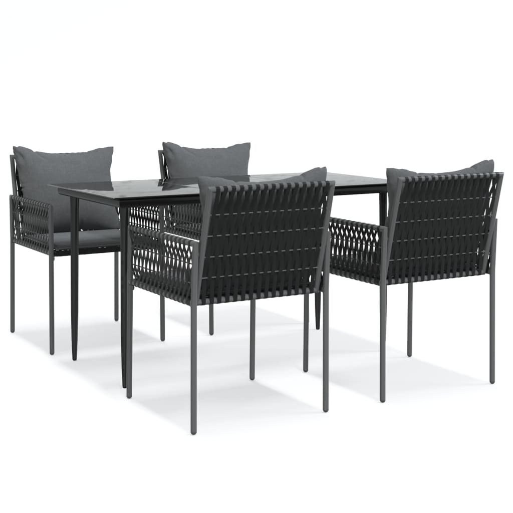 Ensemble à manger de jardin 5 pcs coussins résine tressée acier