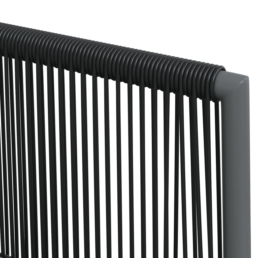 Ensemble à manger de jardin coussins 5pcs noir rotin et acier