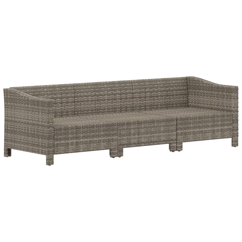Salon de jardin 3 pcs avec coussins Gris Résine tressée