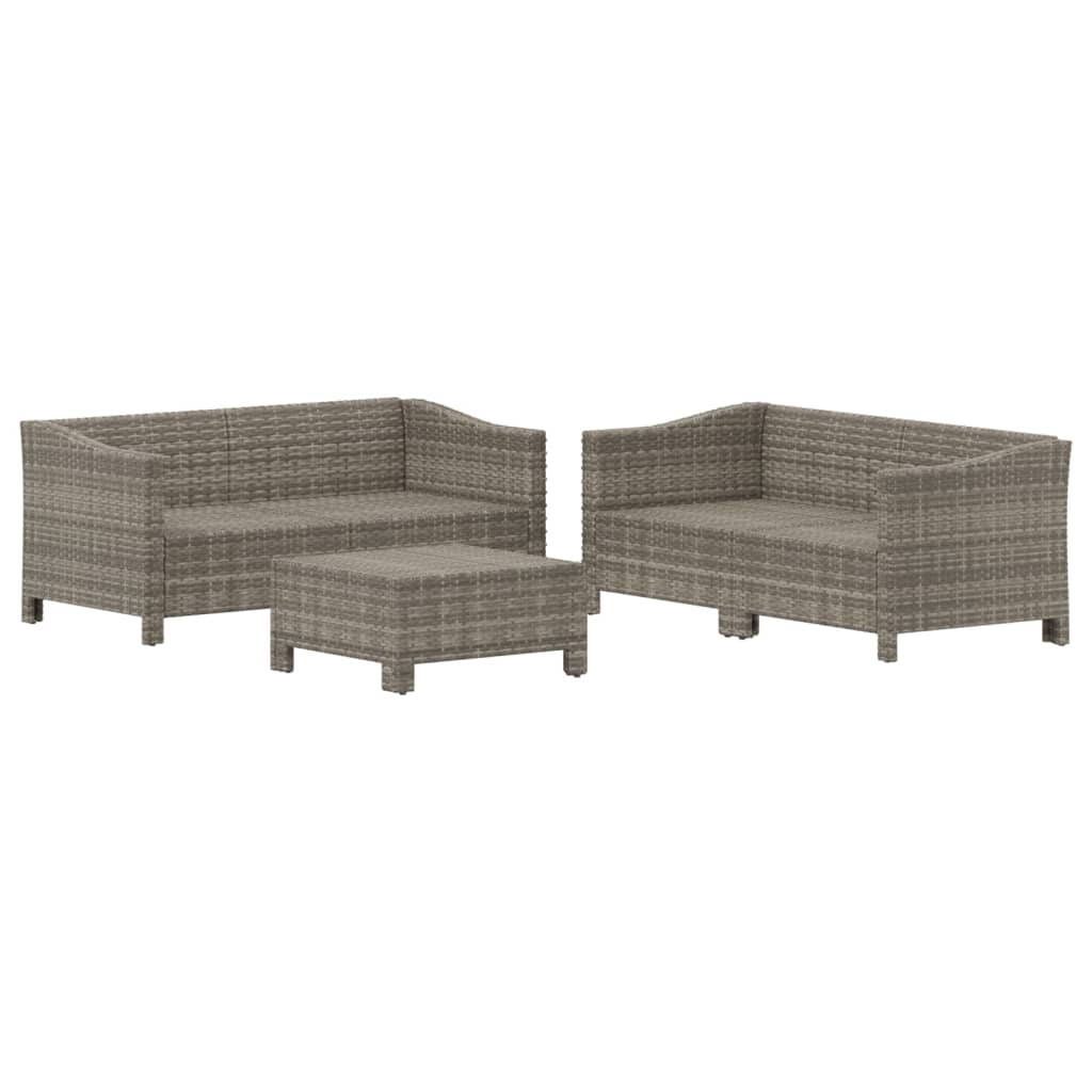 Salon de jardin 5 pcs avec coussins Gris Résine tressée