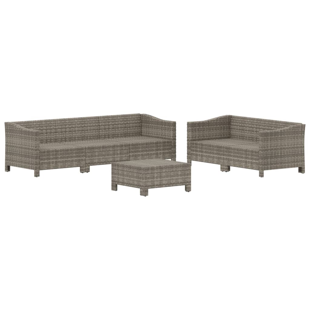 Salon de jardin 6 pcs avec coussins Gris Résine tressée