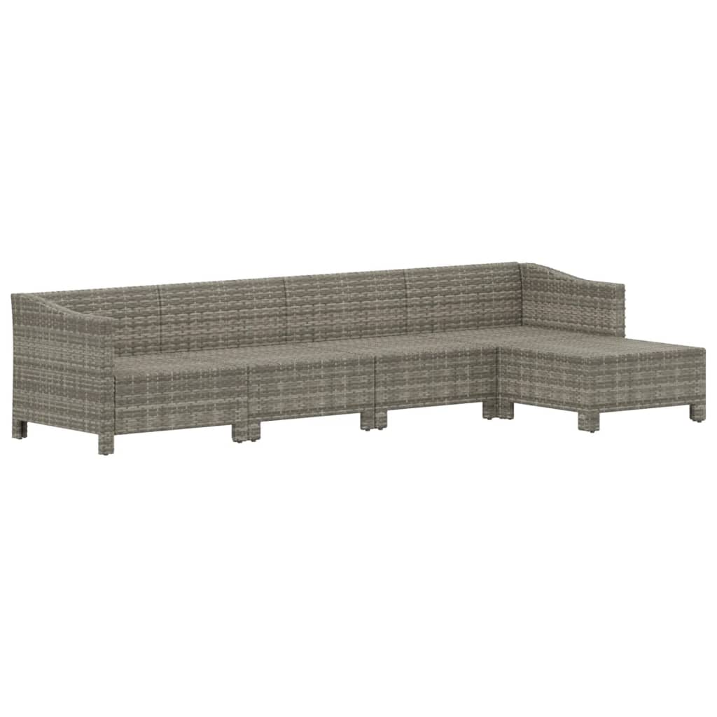 Salon de jardin 5 pcs avec coussins Gris Résine tressée