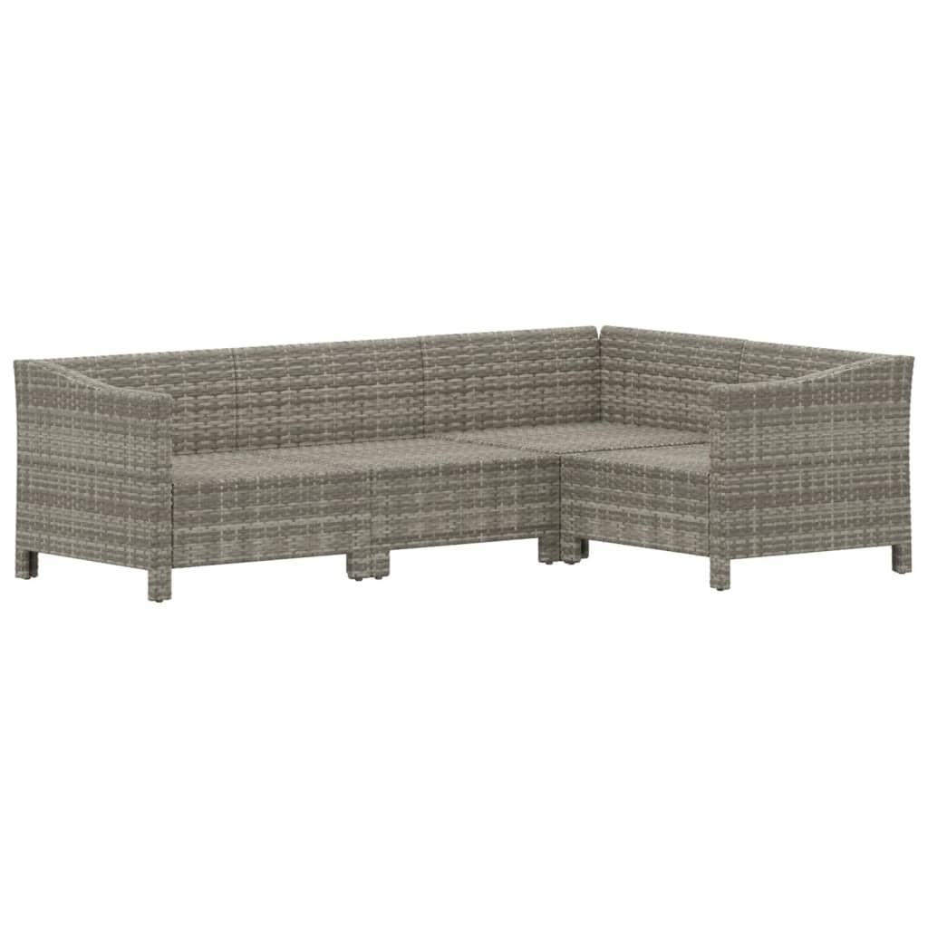Salon de jardin 4 pcs avec coussins Gris Résine tressée