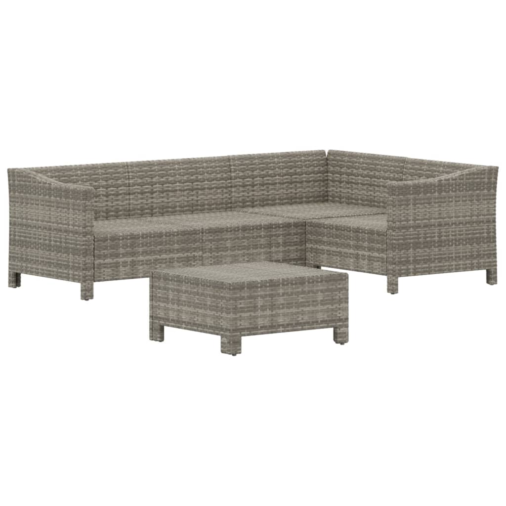 Salon de jardin 5 pcs avec coussins Gris Résine tressée