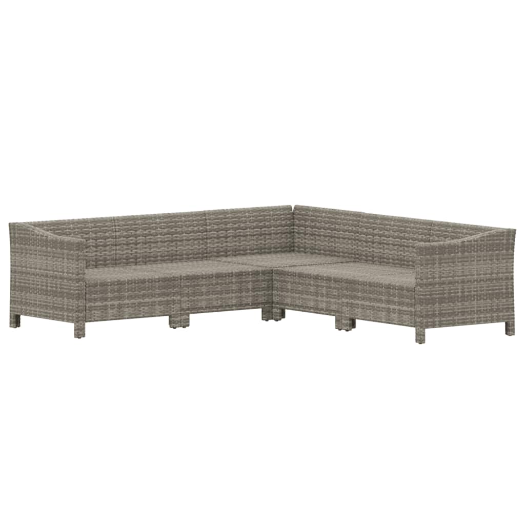 Salon de jardin 5 pcs avec coussins Gris Résine tressée