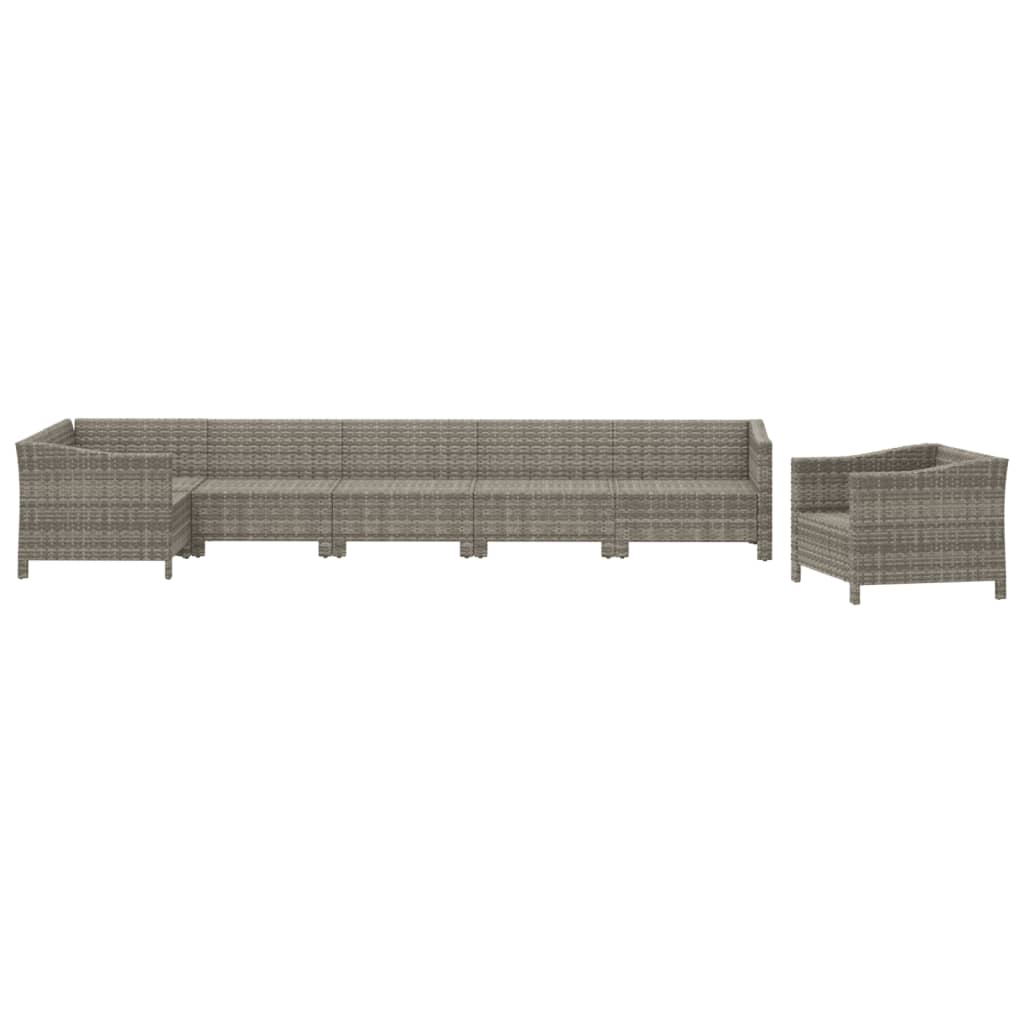 Salon de jardin 7 pcs avec coussins Gris Résine tressée