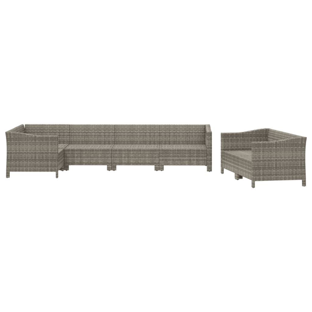 Salon de jardin 7 pcs avec coussins Gris Résine tressée