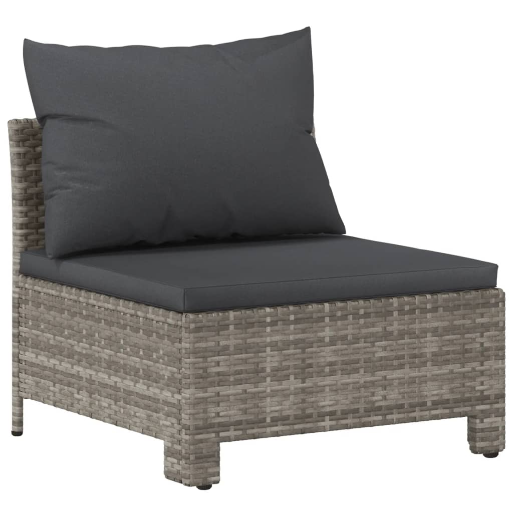 Salon de jardin 7 pcs avec coussins Gris Résine tressée