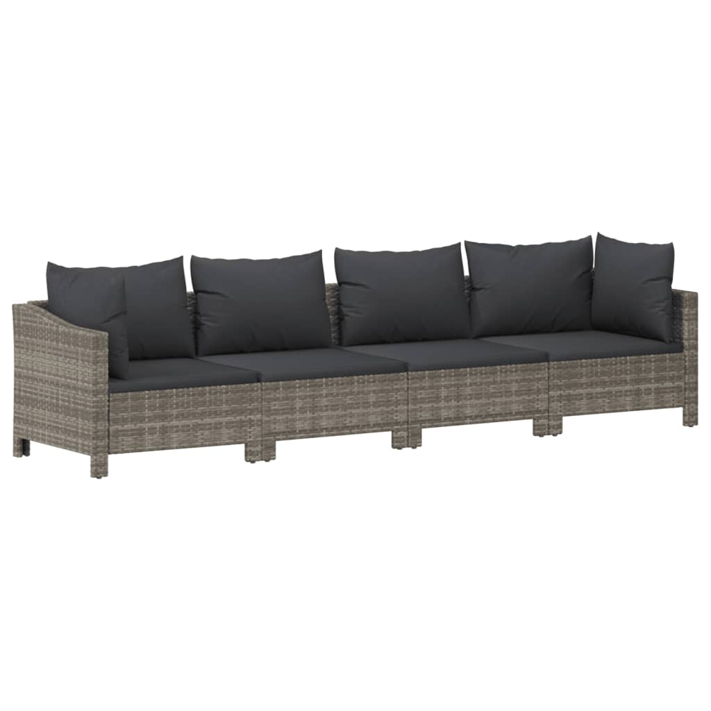Salon de jardin 9 pcs avec coussins Gris Résine tressée